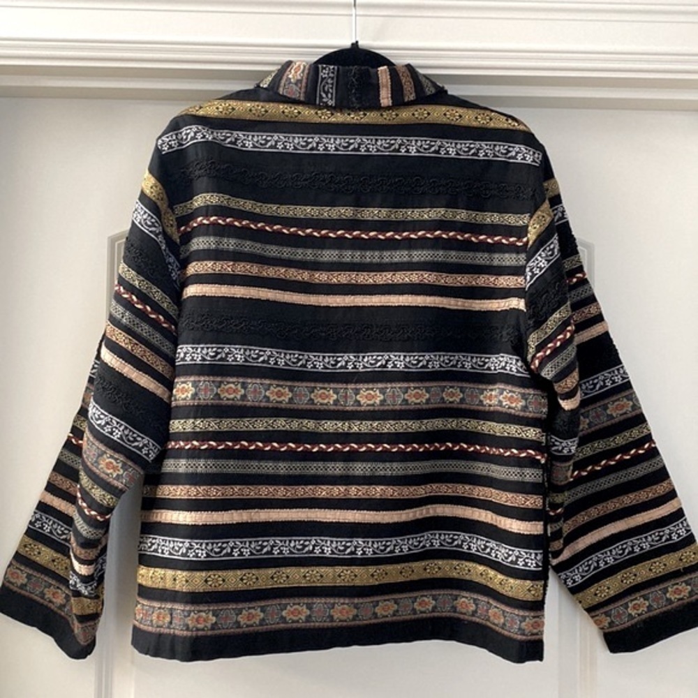 Vintage Tantrums Silk metallic Blazer Jacket Womens L Ribbon Artsy Art to wear - Picture 2 of 7